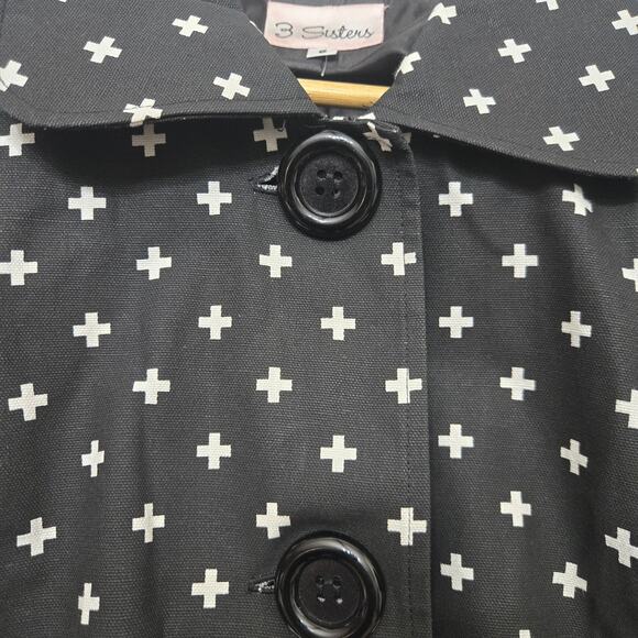 3 Sisters Womens Vtg Deadstock Y2K Elevated Basic Mod Twee Goth Swing Jacket S - Picture 5 of 12